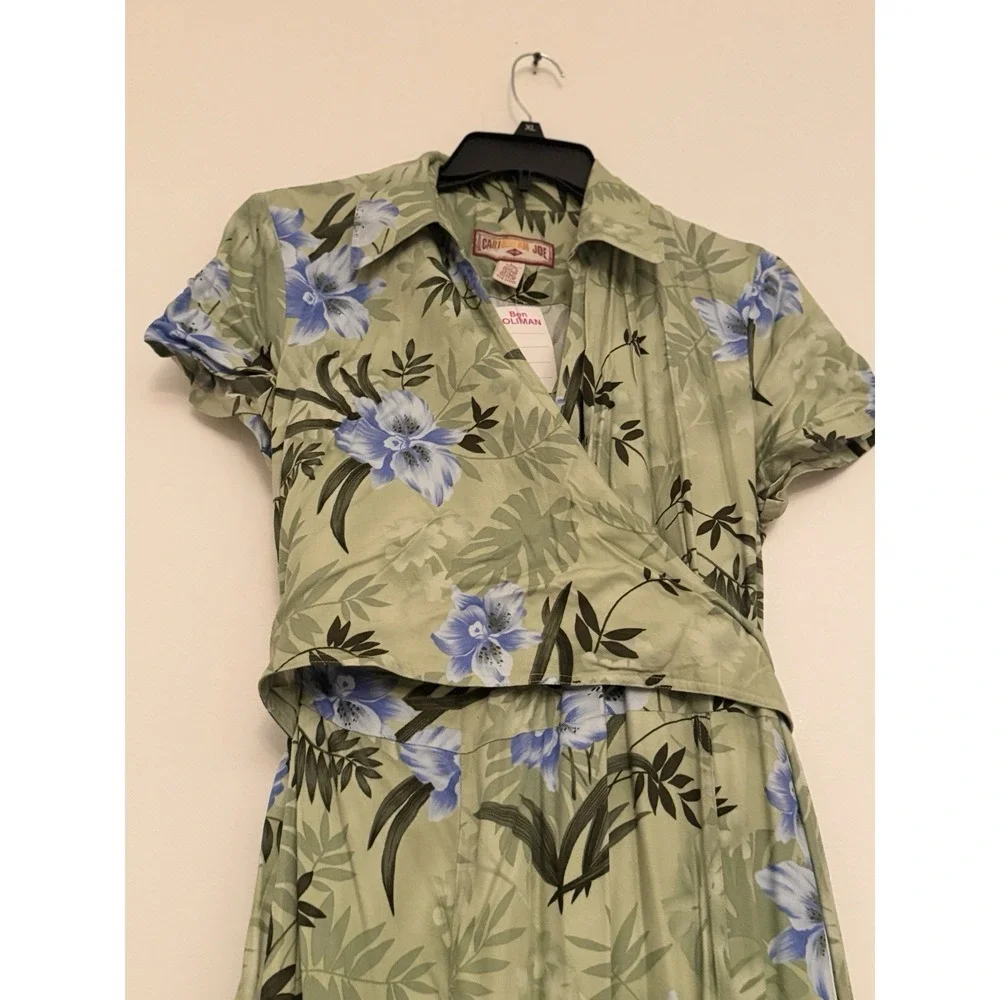 Caribbean Joe Green And Blue Floral Maxi Dress Size L